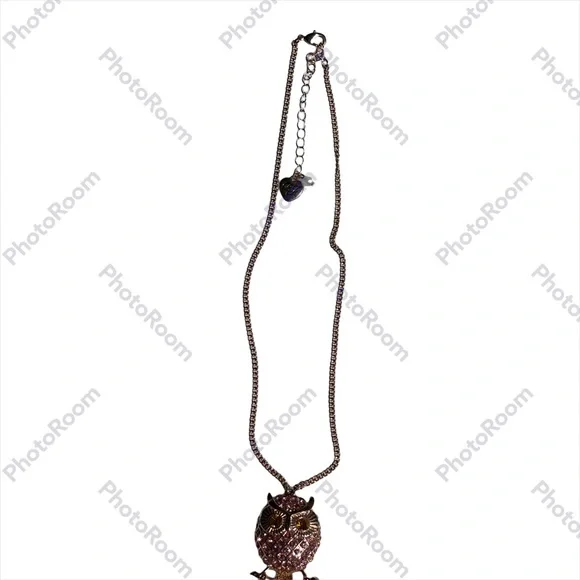Betsey Johnson owl pendant filled with rhinestones on beautiful chain - Picture 10 of 11